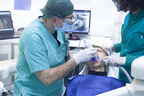 A dentist at work